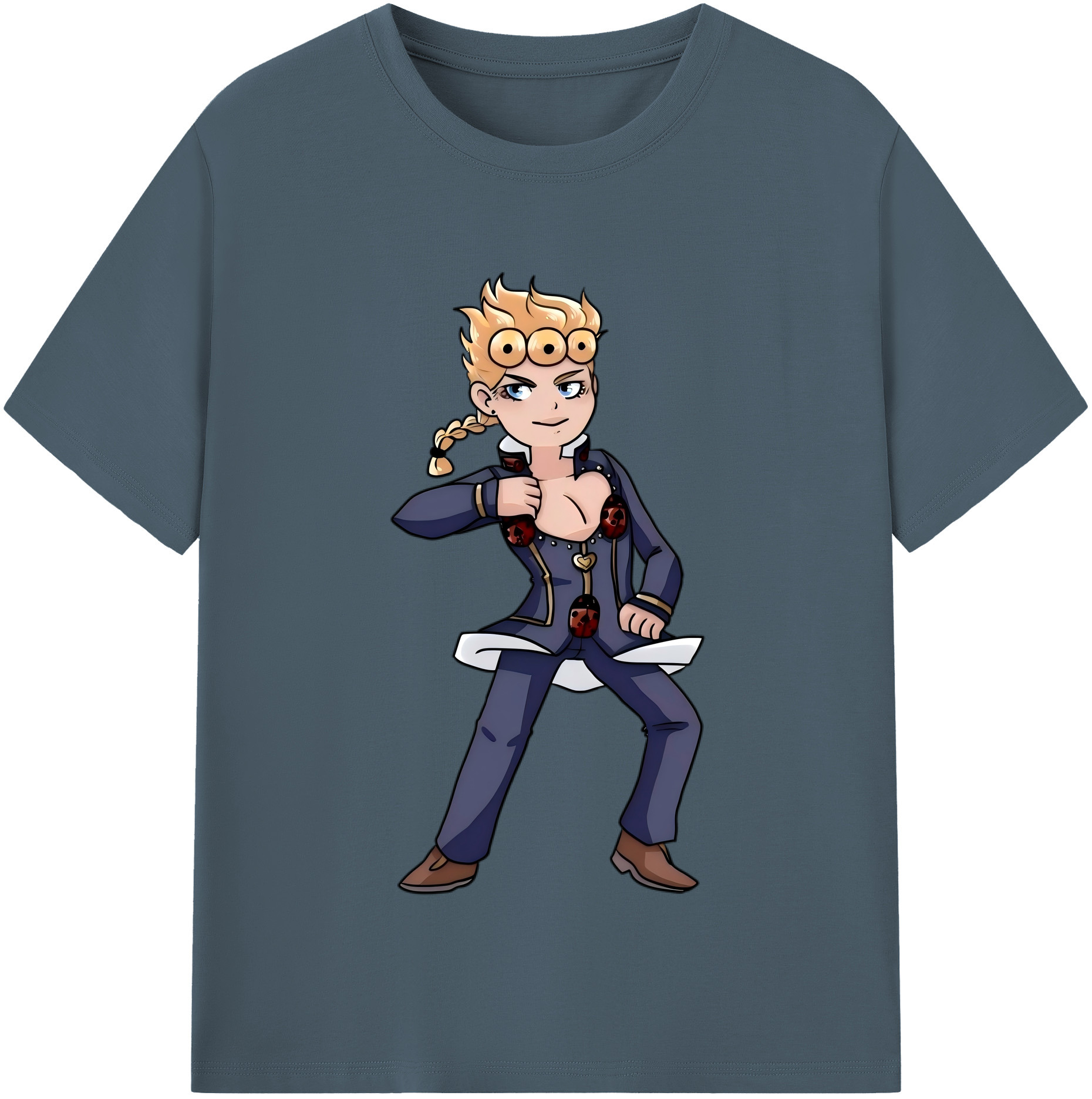 （画像用） ジョジョの奇妙な冒険 ジョルノ?ジョバァーナ JoJo's Bizarre Adventure Giorno Giovanna 綿100％半袖Tシャツ（フロントプリント）